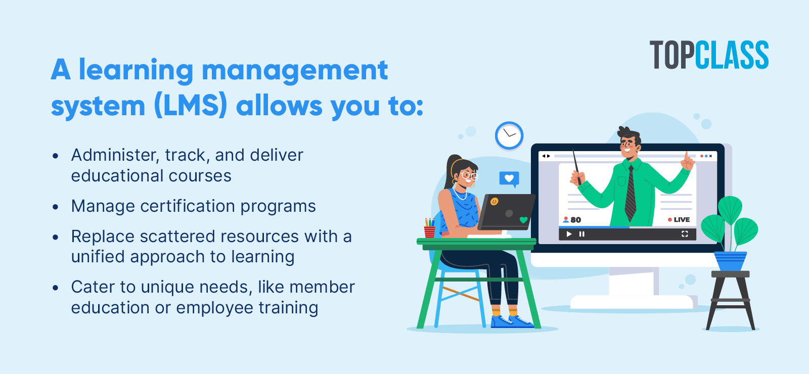 The benefits of choosing the best LMS platform for your organization, also explained in the text above.