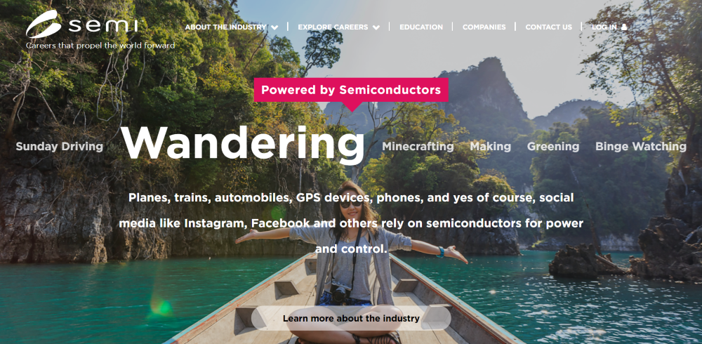 screenshot of the career website for the semiconductor industry